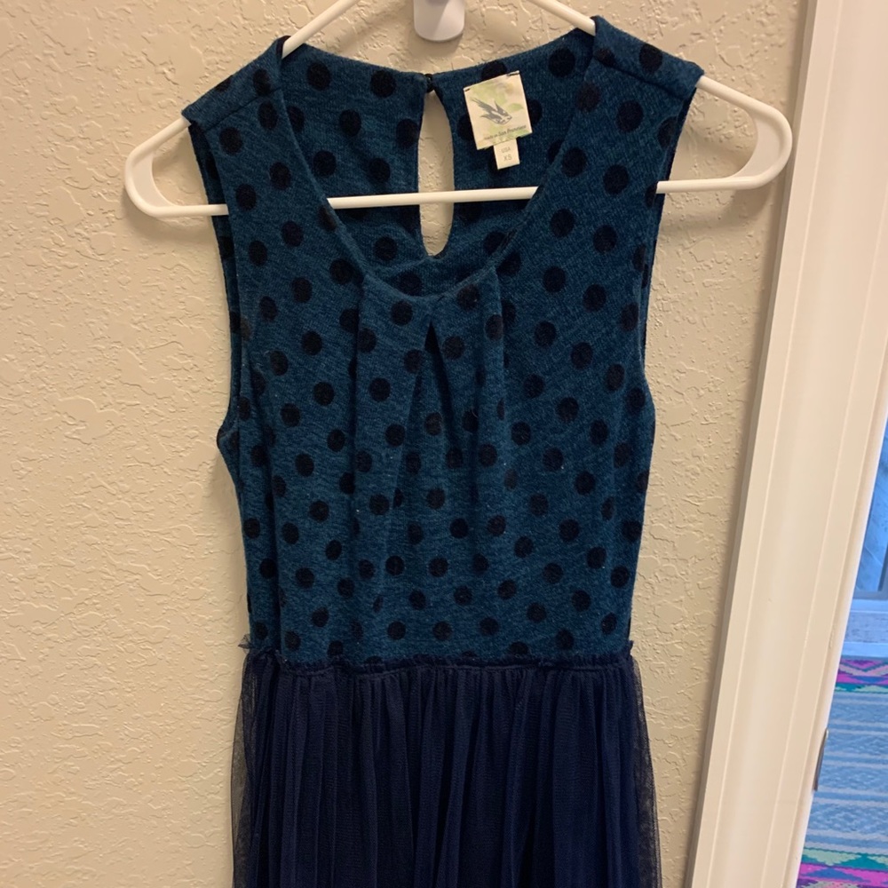 Anthropologie Tabitha XS blu polka dot tulle dress